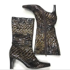 Diego di Lucca leather snakeskin embossed boots.  Size 7.5